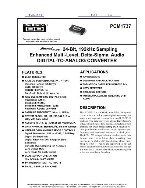 PCM1737数据手册封面