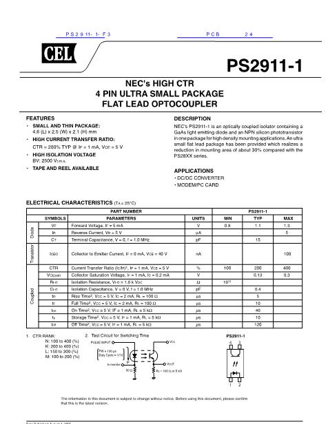 PS2911-1-F3数据手册封面