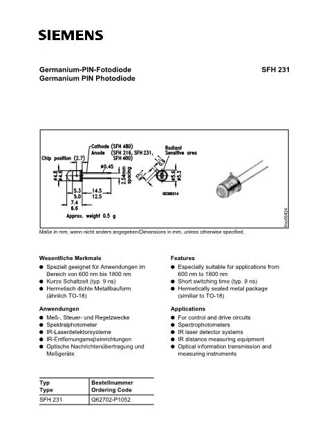 Q62702-P1052數(shù)據(jù)手冊封面