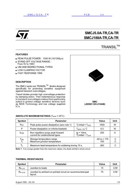 SMCJ12CA-TR数据手册封面