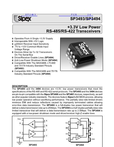 SP3493数据手册封面