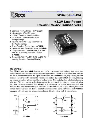 SP3493EN数据手册封面