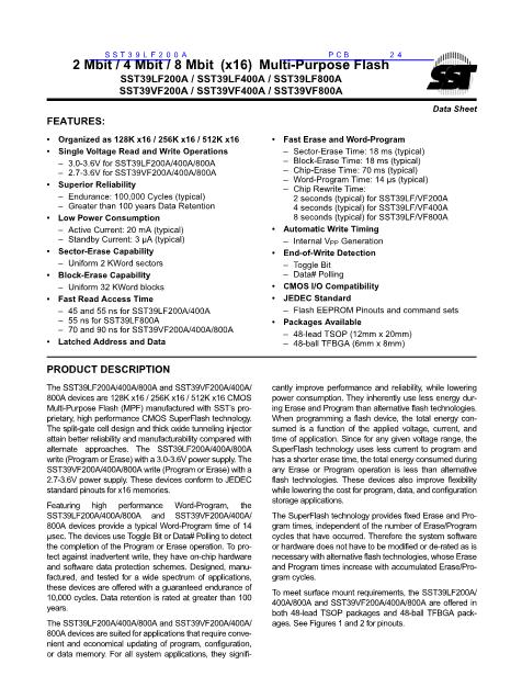 SST39LF200A数据手册封面