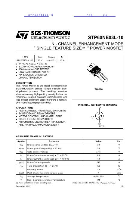 STP60NE03L-10数据手册封面