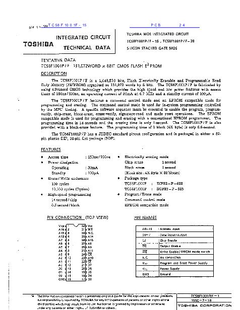 TC58F1001F-15数据手册封面
