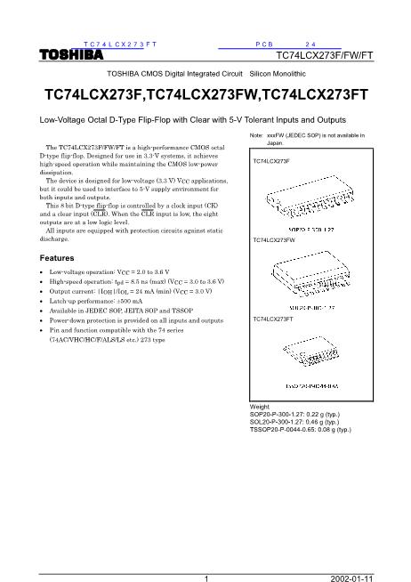 TC74LCX273FT数据手册封面