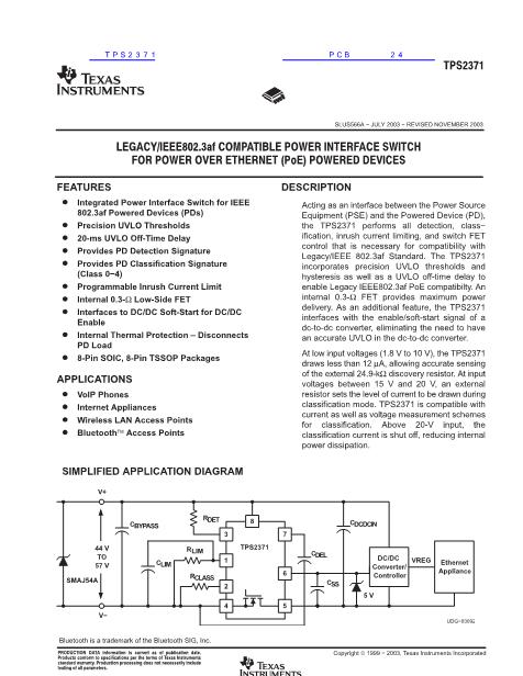 TPS2371數(shù)據(jù)手冊封面