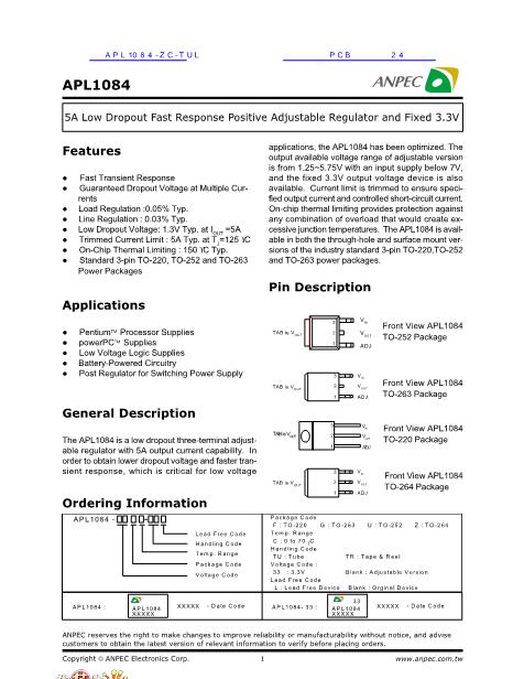 APL1084-33FC-TR数据手册封面