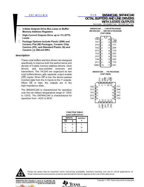 SN74HC240N數(shù)據(jù)手冊封面