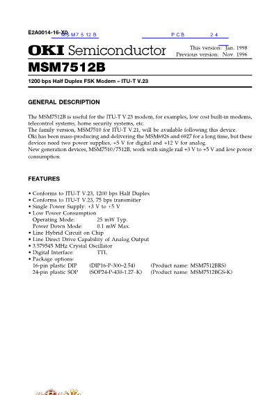 MSM7512B数据手册封面