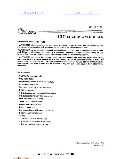 W78C32B-16数据手册封面