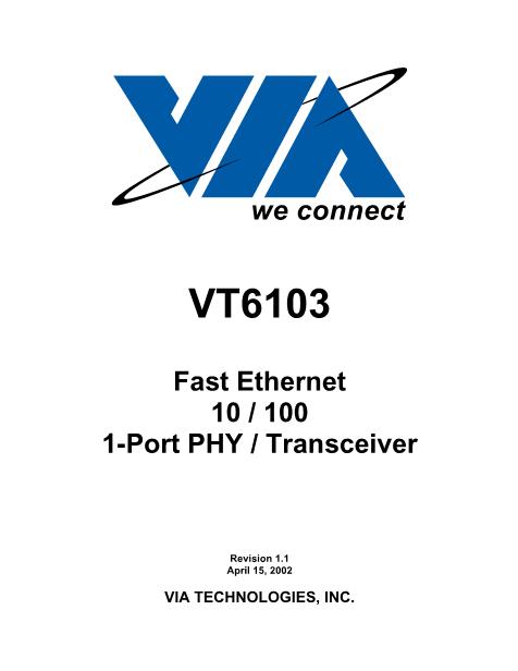 VT6103数据手册封面