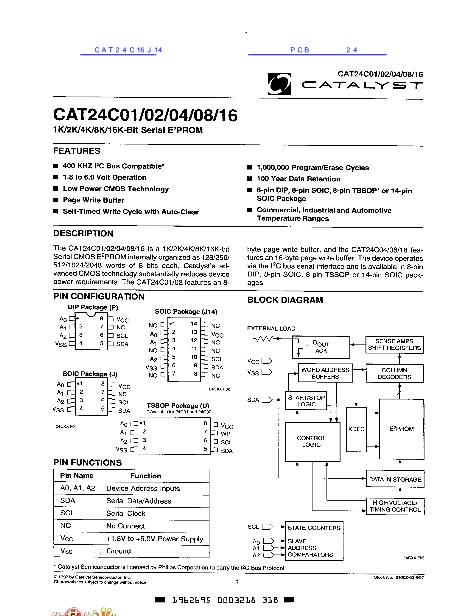 CAT24C16J14数据手册封面