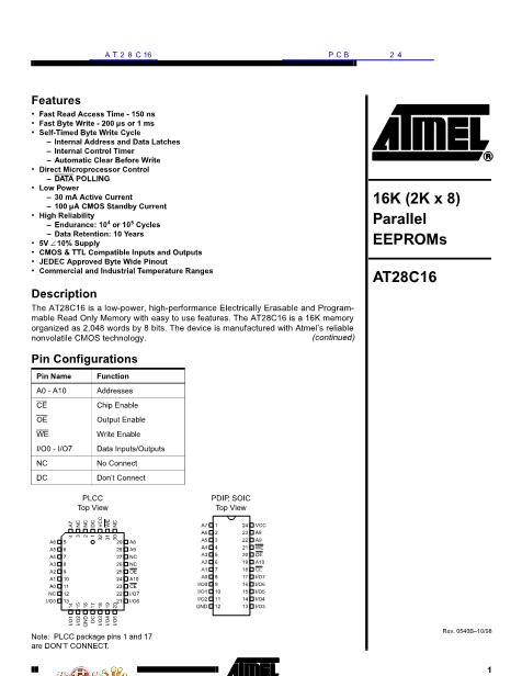 AT28C16數(shù)據(jù)手冊封面