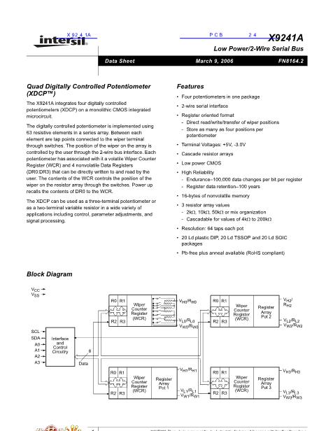 X9241A数据手册封面