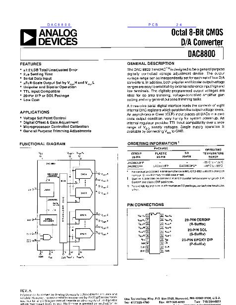 DAC8800数据手册封面