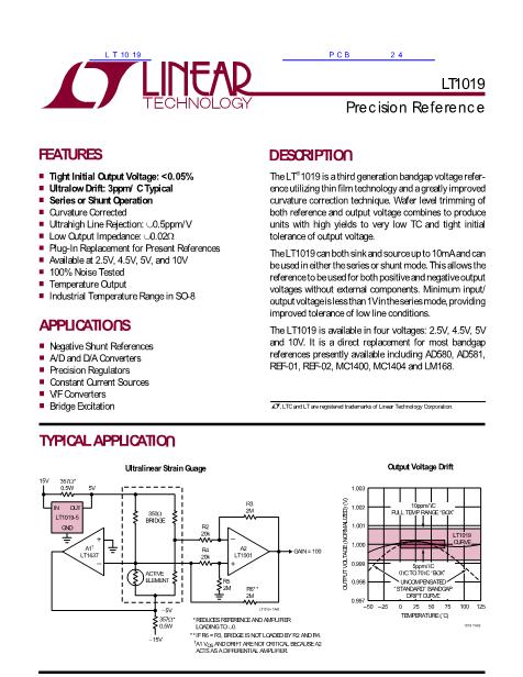 LT1019數(shù)據(jù)手冊封面