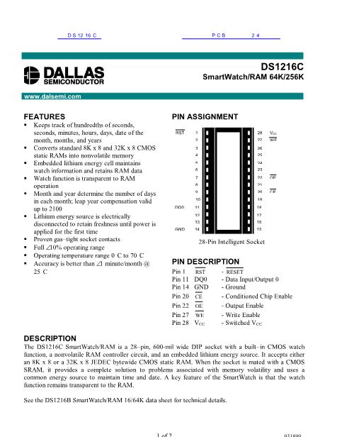 DS1216C数据手册封面