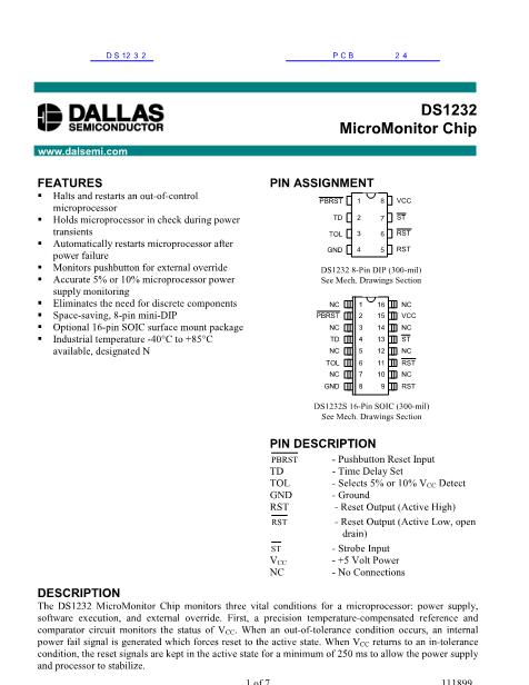 DS1232数据手册封面