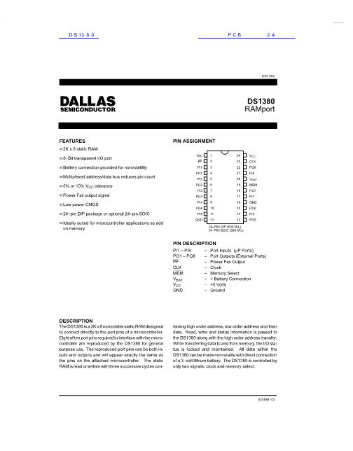 DS1380數據手冊封面