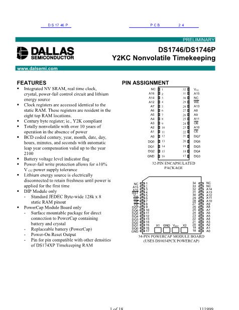 DS1746數(shù)據(jù)手冊封面