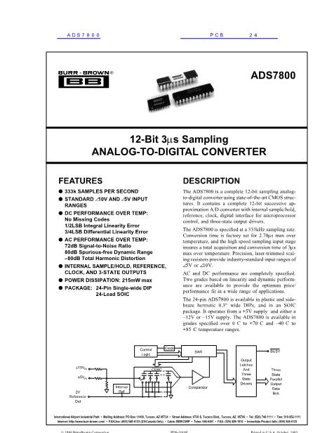 ADS7800数据手册封面