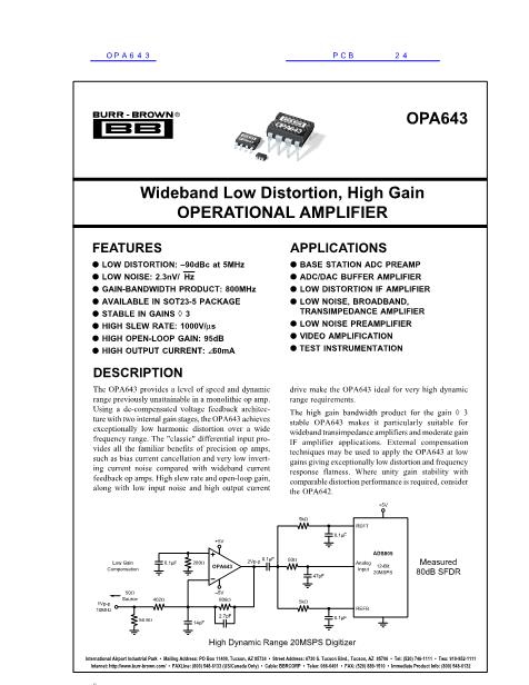 OPA643数据手册封面
