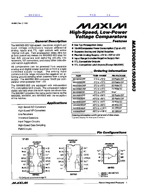MAX900数据手册封面