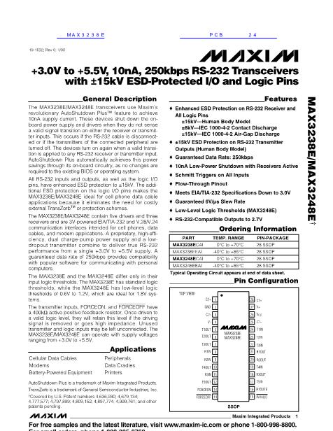 MAX3238E数据手册封面