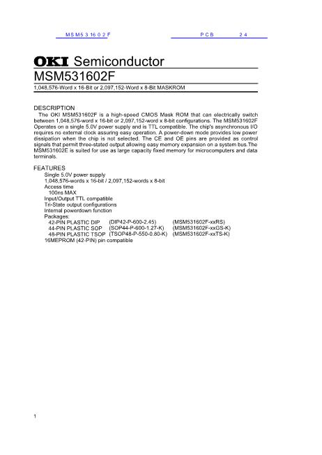MSM531602F数据手册封面