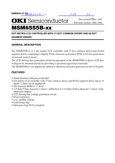 MSM6555B-xx数据手册封面