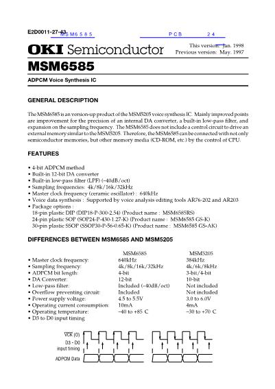 MSM6585数据手册封面