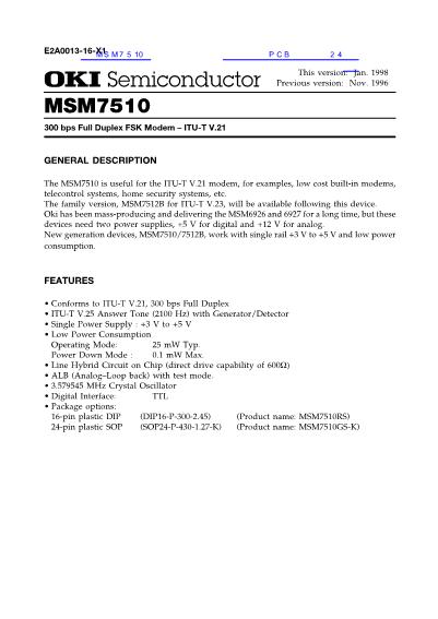 MSM7510数据手册封面