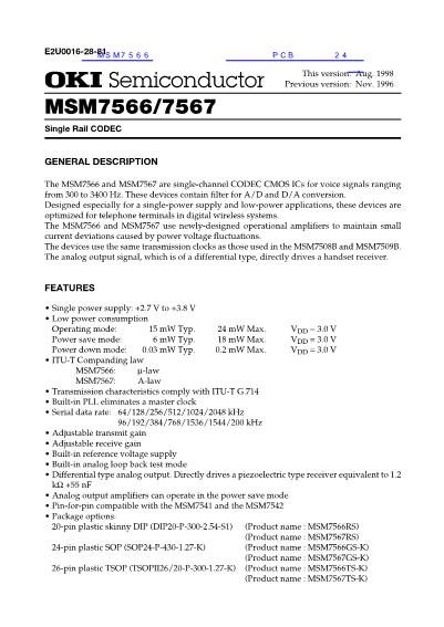 MSM7566数据手册封面