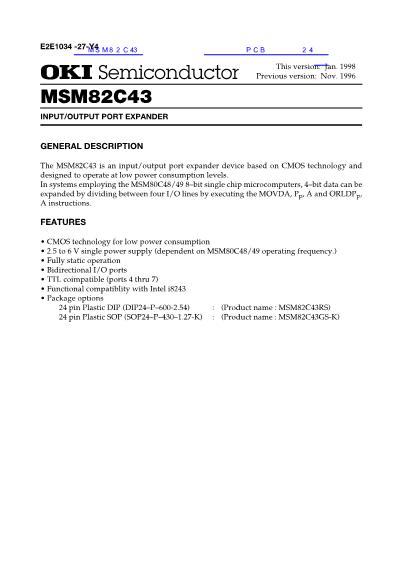 MSM82C43数据手册封面