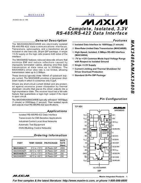 MAX3408B數(shù)據(jù)手冊封面