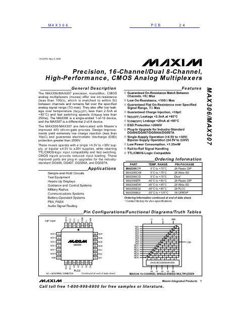 MAX306数据手册封面