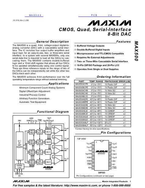 MAX500数据手册封面