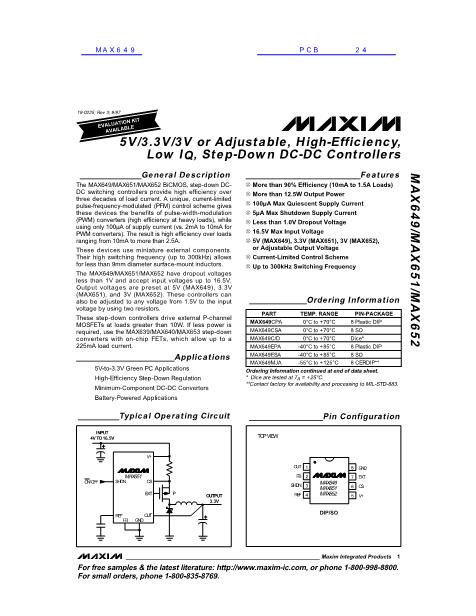 MAX649数据手册封面