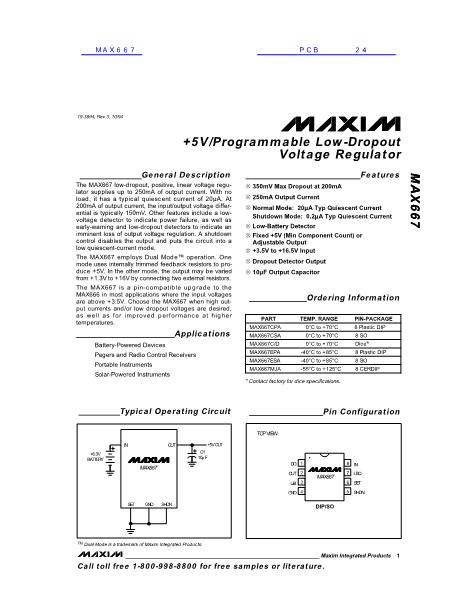 MAX667数据手册封面