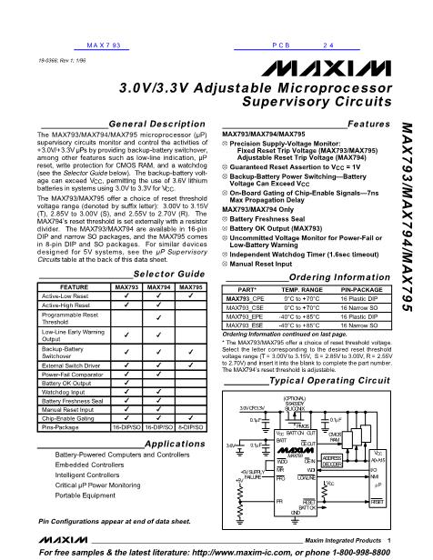 MAX793数据手册封面