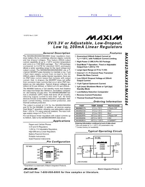 MAX882数据手册封面