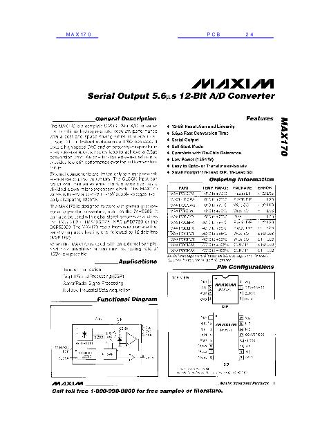 MAX170數(shù)據(jù)手冊封面
