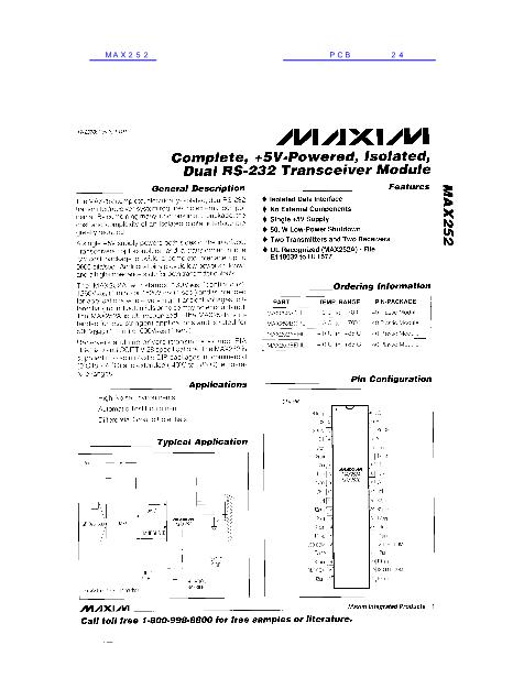 MAX252数据手册封面