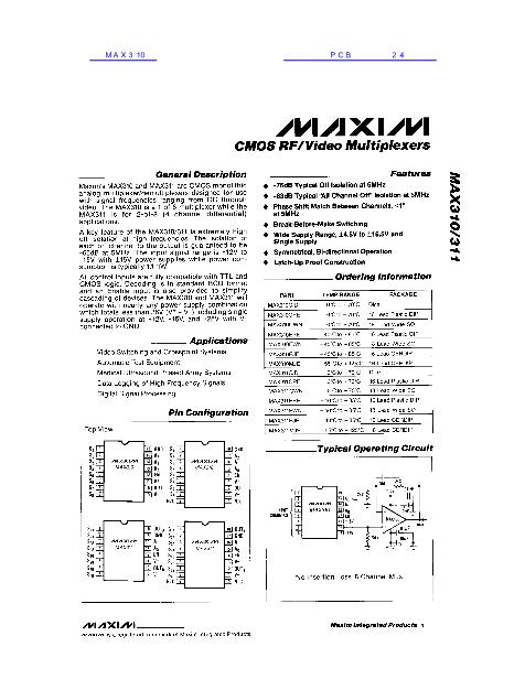 MAX310数据手册封面