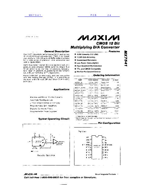 MX7541數(shù)據(jù)手冊封面