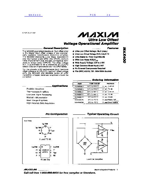 MAX400数据手册封面