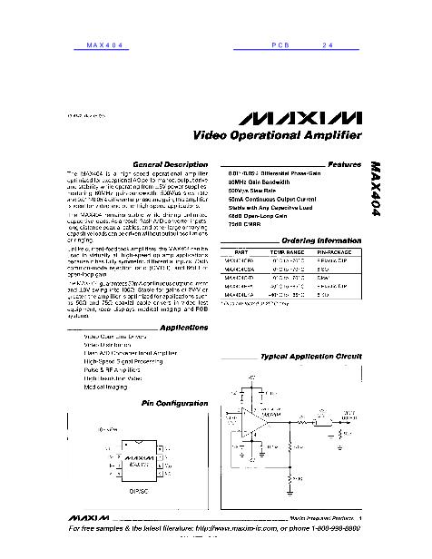 MAX404数据手册封面