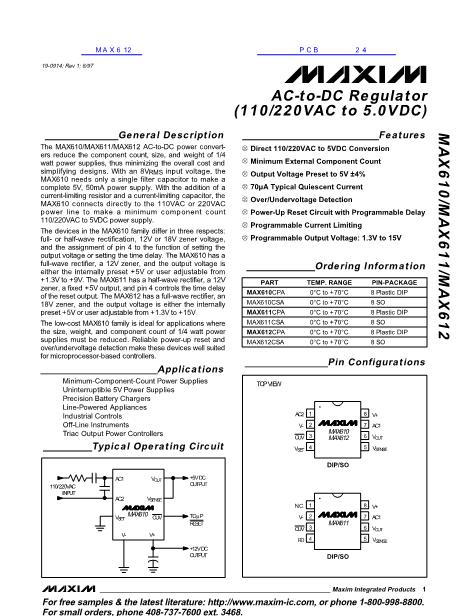 MAX610数据手册封面