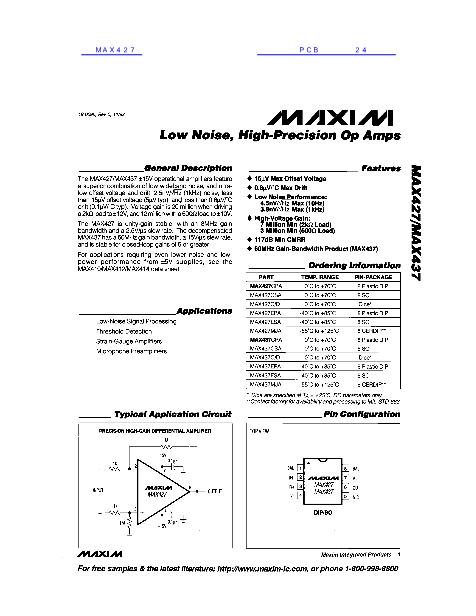 MAX427数据手册封面